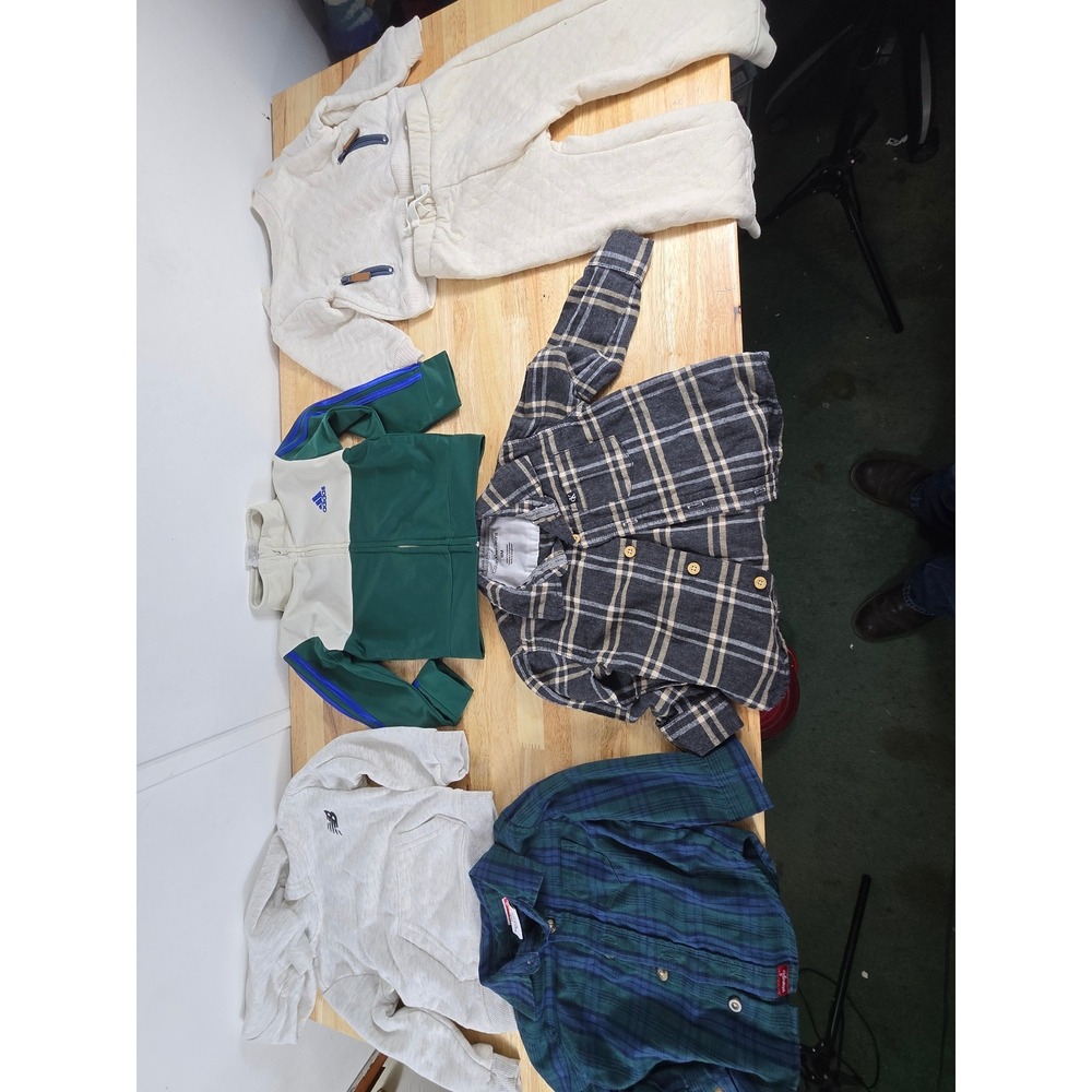 Toddler Boys 18M‎ Bundle Adidas Zip, Calvin Klein Flannel, Wrangler, NB Hoodie